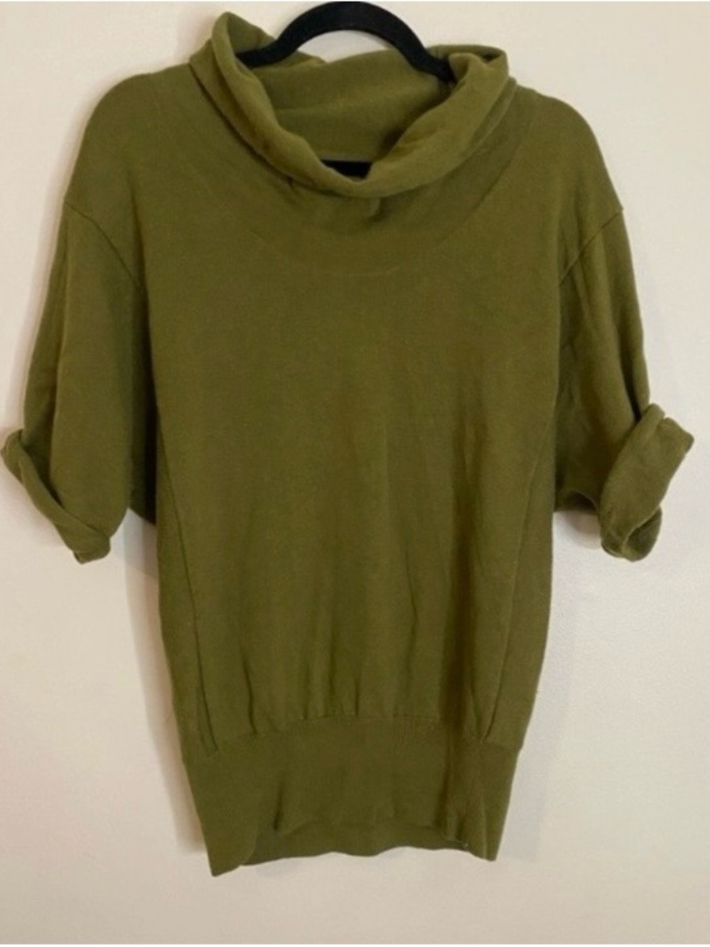 LOFT Merino Wool Blend Olive Green Cowl Neck Women's Sweater